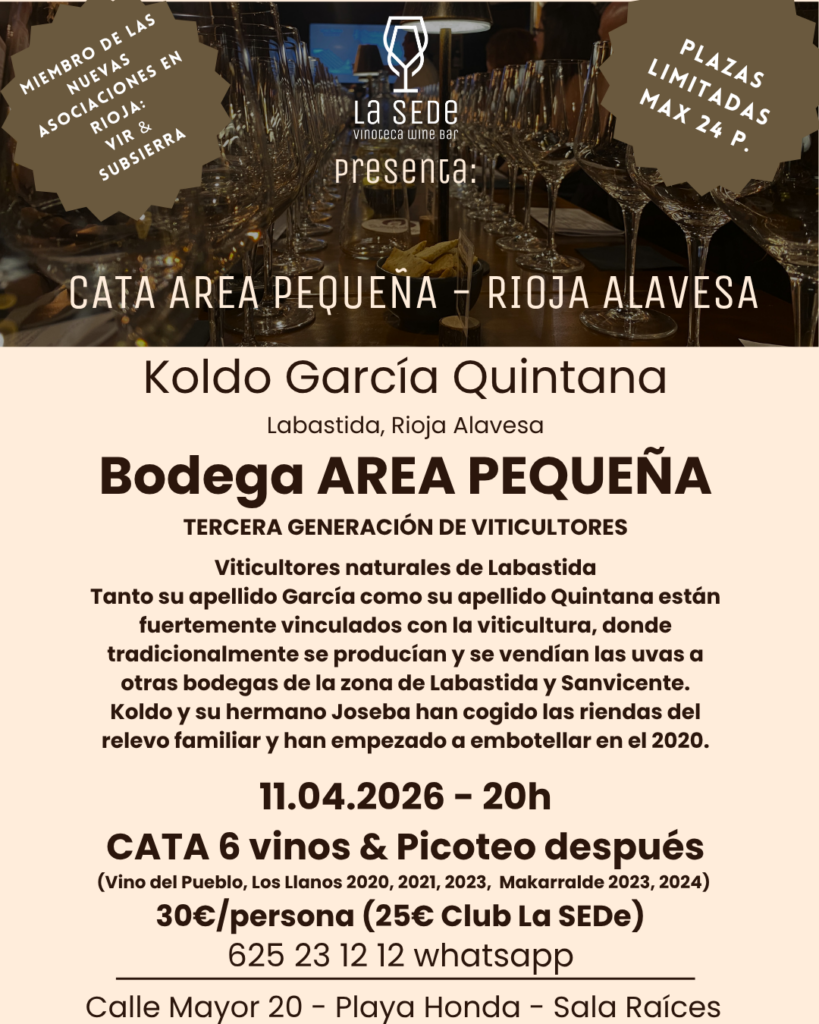 Cartel de la cata de Bodega Área Pequeña en La SEDe